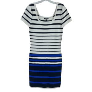 XOXO Women’s Plus Size XL White/Black Striped Square Neck Bodycon Dress NWT